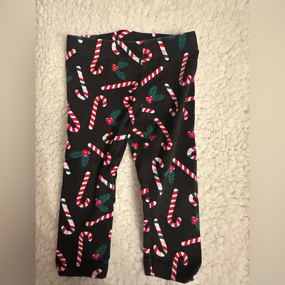 The Children's Place Festive Candy Cane Leggings - Black and Red
